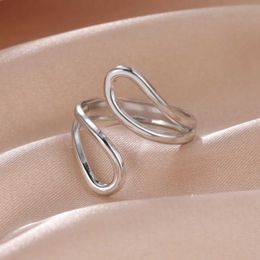 Wedding Rings Skyrim Stainless Steel Irregular Geometric Ring Gold Colour Open Finger Rings 2024 Minimalist Trendy Jewellery Gift for Women