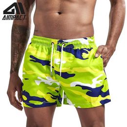 Men's Shorts Aimpact Fast Dry Board Shorts for Men Summer Holiday Beach Surfing Swimming Trunks Male Running Jogging Workout Shorts AM2166 T240507