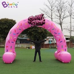 Hot sales 10m width (33ft) with blower advertising inflatable dount archway air blown cartoon food theme arches for event entrance decoration toys sport