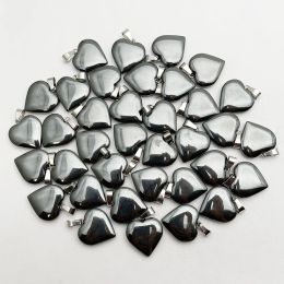 fashion new Good quality Natural Hematite gem Stone heart Pendant necklace Jewellery Making Charm accessories Gift