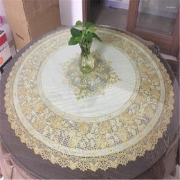 Table Cloth Diameter 90 CM Round Tablecloth Golden Colour PVC Cover Water Oil Proof Kitchen Antependium