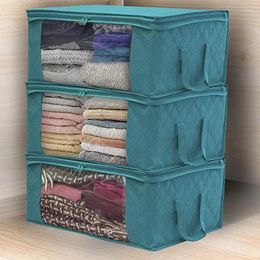 Storage Bags 1Piece Large Box Zipper Cover Window Folding Organiser Bedroom Shelf Wardrobe Cloth Toy Fabric Foldable For Objects