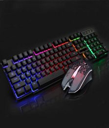 Gaming Keyboard and Mouse Kit Optical Keyboards Suspension Illuminating Keys Backlights Tri Colors Lights Switch Breathing Lights 6664029