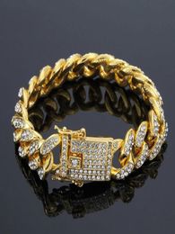 Mens Hip Hop chains Gold Bracelets Simulated Diamond Bracelets Jewellery Fashion Iced Out Link Chain Bracelet3624392