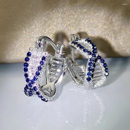 Hoop Earrings Huitan Fashion Cross Design With Blue/White CZ Temperament Circle For Women 2024 Modern Jewellery Wholesale