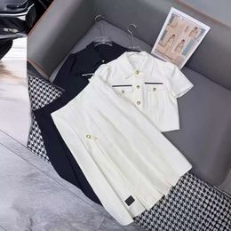 tops dresses for woman 24 Summer New Triangle Bubble Sleeve Coat Women's Waist Pleated Half skirt High end Slimming Two Piece Set