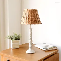 Table Lamps Lamp Rattan Woven Japanese Nordic French Country Retro Bedside Desktop Decoration