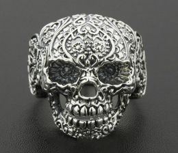 Solid 925 Sterling Silver Skull Ring Mens Biker Rock Punk Style US Size 8 to 125168156