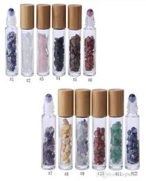 10ml Essential Oil Diffuser Clear Glass Roll on Perfume Bottles with Crushed Natural Crystal Quartz Stone Crystal Roller Ball 05105382342