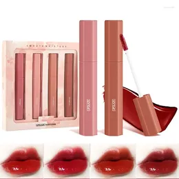 Lip Gloss 4Pcs/Set High Moisturizing Sexy Red 4 Color Lipstick Long Lasting Waterproof Ladies Makeup Tools