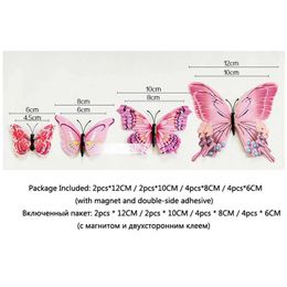 3PCSFridge Magnets 12Pcs Mixed Color Double Layer Butterfly 3D Wall Sticker For Wedding Decoration Magnet Butterflies Fridge Decals Home Room Decor