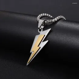 Charms FEEHOW Fashion Stainless Steel Zeus Thunder Pendant Necklaces For Men Women Hip Hop Street Necklace Party Jewellery