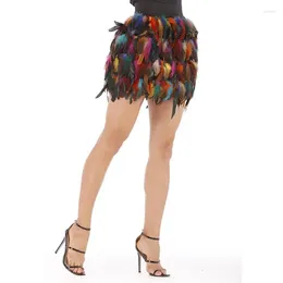 Skirts Women Luxurious Feather High Waist Spring Summer Indie Folk Club Party 5 Colours Mini Fashion Streetwear