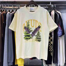 Rhude High end designer clothes for High Street Trendy Pandora Eagle Printing Casual Fashion Short sleeved Tshirt for Men and Women Summer Cool With 1:1 original label