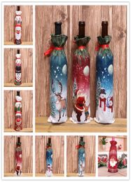 11Styles Christmas Decorations Gift Wrap for Home Burlap Embroidery Angel Snowman Wine Bottle Cover Set Christmas Gifts Bag Santa 6843061