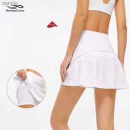 Skirts Mermaid Curve Summer Tennis Skirt Sports Pleated Short Skirt Women Short Badminton Skirt Running Fake Two Piece Skirts Y240508