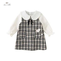 Flickans klänningar Dave Bella Girls Dresses Childrens New Baby 2023 Autumn Casual Fashion Princess Cut Gentle Play Outdoor Party DB3236155L240508