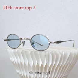 Chrome Sunglasses Men Women Metal Small Frame Oval Glasses Rock Punk Street Hip Hop Style Mirror Leg Carving Technology Low Key Luxury Chromese Hearts Glasses 6855