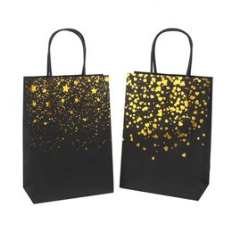 Kraft Black Wrap Handbag Printed Gift Paper Shopping Bag Bronzing Pattern Gifts Storage Bags s s