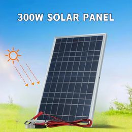 300W Solar Panel 12V Portable Cell Outdoor Rechargeable Kit Household Generator Charger RV Power Supply 240508
