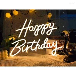 Table Lamps 1pc Happy Birthday Neon Sign Warm LED Light For Party Bedroom Living Room USB Powered