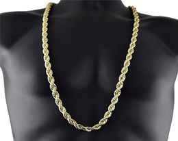 10mm Thick 90cm Long Rope ed Chain 24K Gold Plated Hip hop ed Heavy Necklace For mens3388464