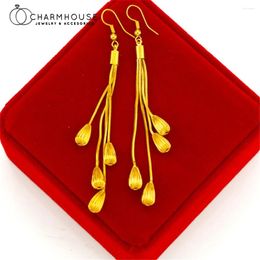 Dangle Earrings Yellow Gold Color Long Tassel Charm For Women Multi Chains Waterdrop Drop Earing Pendientes Mujer Trendy Jewelry Gifts