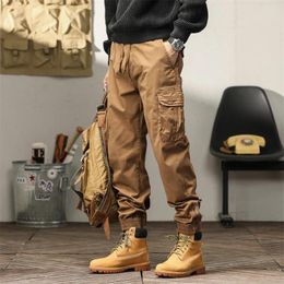 Men's Pants Military Trousers Casual Cotton Solid Colour Cargo Men Outdoor Trekking Travelling Multi-Pockets Work