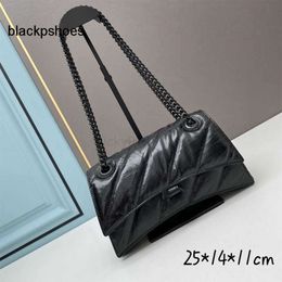 Balencig Le Cagole shoulder Designer Luxury Bag Cowhide Messenger bag Hourglass B bags All black hardware Chain Tote wallet lining Large capacity Clamshell ret OULW