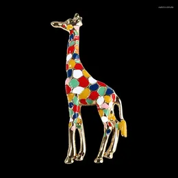 Brooches Animal Pins Cartoon Giraffe Brooch Pretty Colours Enamel Lapel Pin Shirt Bag Funny Alloy Badge Gift For Fans Friends