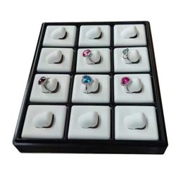 Jewellery Tray Portable 12 Slot Ring Jewellery Display Tray Black Earring Organiser Case Pendant Holder Sheet Counter Ring Storage Display Tray