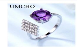 caffe007 Natural Amethyst Gemstone Rings For Women 925 Sterling Silver Purple Stone Elegant Engagement Wedding Ring Fine Jewelry9860206