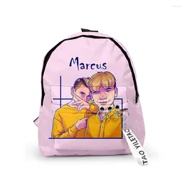 Backpack Trendy Marcus & Martinus Boys/Girls Pupil School Bags 3D Print Keychains Oxford Waterproof Funny Cute Small Backpacks