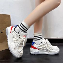 Casual Shoes Thick Bottom White Sneakers Women 2024 Colour Matching Breathable College Style Sports Board Zapatos Mujer