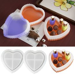 Jewelry Tray Love Storage Box Sile Mold DIY Epoxy Resin Striped Heart-Shaped Storage Tray Mold Jewelry Storage Box Gypsum Mold