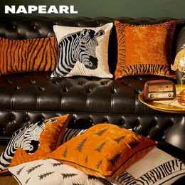 NAPEARL Print Cushion Cover Horse Pattern Linen Home Bed Cushions Covers Cartoon Pillow Case For Living Room Bedroom 45x45 30x50 240508