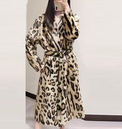 Women039s Fur Faux 2021 Leopard Print Coat Long Sleeve With Belt Turn Down Collar Jacket Winter Women Teddy Fourrure Femme9234336