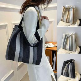 Totes Simple Retro Handbag Small Fresh Striped Canvas Bags For Women Casual Art Large-capacity Shoulder Bag Female