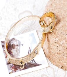 Europe America Classic Brand Jewelry Sets Lady Brass Settings Diamond Double Rivet H Letter 18K Gold Engagement Bracelets Ring 3 C7571119