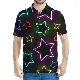 Men's Polos Multi Colour Cartoon Star Pattern Polo Shirt Men Summer Short Sleeves Casual 3d Printed Pentagram Tee Shirts Fashion Tops T-Shirt