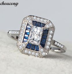 choucong Princess ring Blue 5A Zircon Crystal 925 sterling silver Anniversary Wedding Band Rings for women men Finger Jewelry7458087
