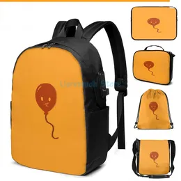 Backpack Funny Graphic Print Red Balloon Cute Illustration USB Charge Men School Bags Women Bag Travel Laptop