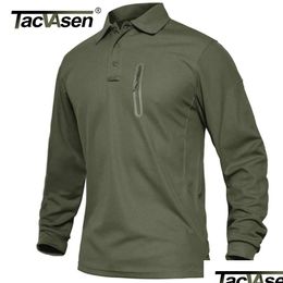 Mens Polos S Tacvasen With Zipper Pockets Tactical Work Tshirts Long Sleeve Premium Tee Shirts Casual Golf Sports Tops Drop Delivery A Dhbto