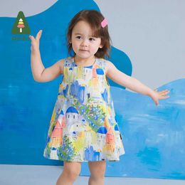 Girl's Dresses Amila Baby Girl Dress 2023 Summer New 100% Cotton Cute Romantic Ultra Thin Breathable Sleeveless Dress Childrens Clothing 0-6YL2405