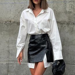 Women's Tracksuits 2024 Fashion Spring Wear Set With A Simple And Loose White Shirt Waist Cover Short Skirt