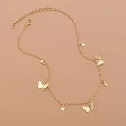 Chains Shiny Butterfly Neckchain Pendant Necklace Minimal Personality Jewelry Christmas Gift
