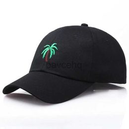 Ball Caps Mens Palm Tree Embroidery Kpop Baseball Cap For Women Men Coconut Tree Snapback Hip Hop Cap Outdoor Curved Black Cotton Dad Hat d240507