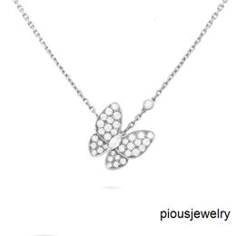 Luxury necklace Designer Jewelry Two butterfly Pendant Necklaces for women rose gold diamond Red Bule White Shell stainless steel platinum Wedding gift wholesale