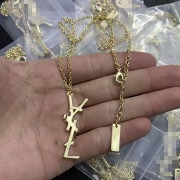 Original brand designer women girl big letter Y choker necklace elegant 18K gold logo engrave pendant summer Jewelry 45cm+5cm