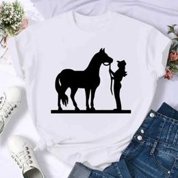 Women's T-Shirt Short Slve Horse 90s Love Trend Print T Shirt Fashion Summer Women Female Casual Top Tshirts Cartoon Graphic T T-Shirt Y240506